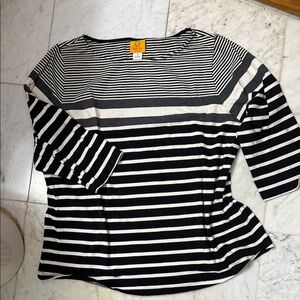 Ruby Rd. Navy and White Striped Long Sleeve Top